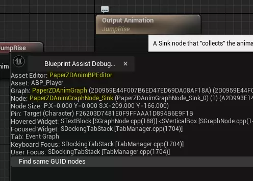 Debug Window text while hovering over a node in a PaperZD Asset Editor